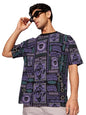 The Souled Store Official Black Panther: Wakanda Tribe Men And Boys Short Sleeves Round Neck Black All Over Printed Cotton Overs