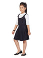 Aarika Girls White-Navy-Blue Colour Solid Blended Dress-(3-9 Years)-(June_DR-1615-NAVY-BLUE-22)
