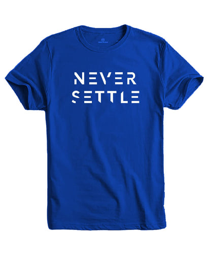 ADRO Mens Never Settle Cotton T-Shirt (RN22-03-SET-RB_Royal Blue)