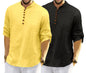 Royalscout MenS Cotton Polyester Blend Solid Regular Fit Full Sleeve Short Kurta | Ethnic, Lightweight Summer Kurta For Daily &