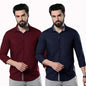 Pinkmint Shirt for Men ll Cotton Long Sleeve Shirt ll Spraed Collar Summer Shirt (Pack of 2)