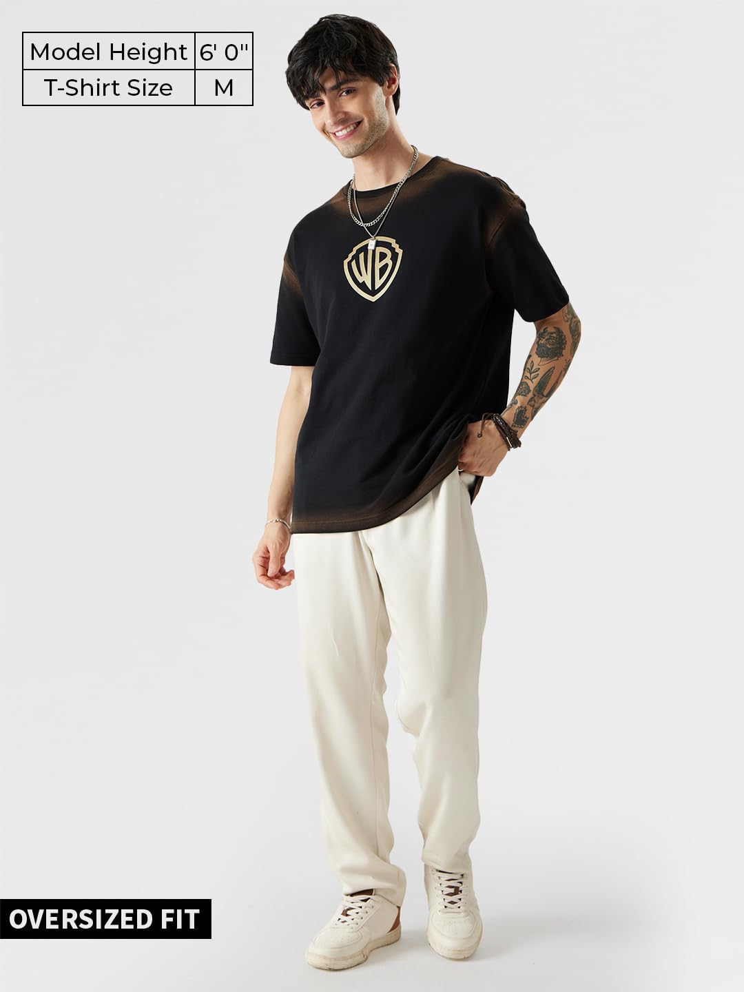 The Souled Store Official Looney Tunes: Play It Again Oversized T-Shirts Black