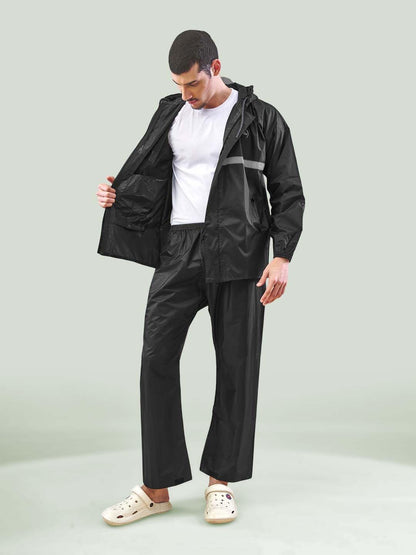 Lux Venus Tapping Rain Coat For Men Black