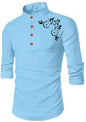 Deelmo Full Sleeve Short Kurta Shirt With A Trendy Mandarin Collar Crafted From A Premium Cotton Blend For Comfort Ideal For Men