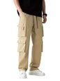 Indoprimo MenS Cotton Blend Trousers Cargo Style With Drawstring Both Side Pockets Solid Pattern Regular Fit And Long Length Cr