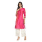 Fabindia Women Cotton Silk Embroidered Knee Length Kurta Pink_M