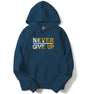 Adro Never Give Up Design Printed Hoodies/Sweatshirts For Men & Women (H20-M-Ngu-Sb_Teal_S)