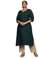Extra Love By Libas Women'S Rayon Embroidered Straight Kurta (25317_Green_6Xl)