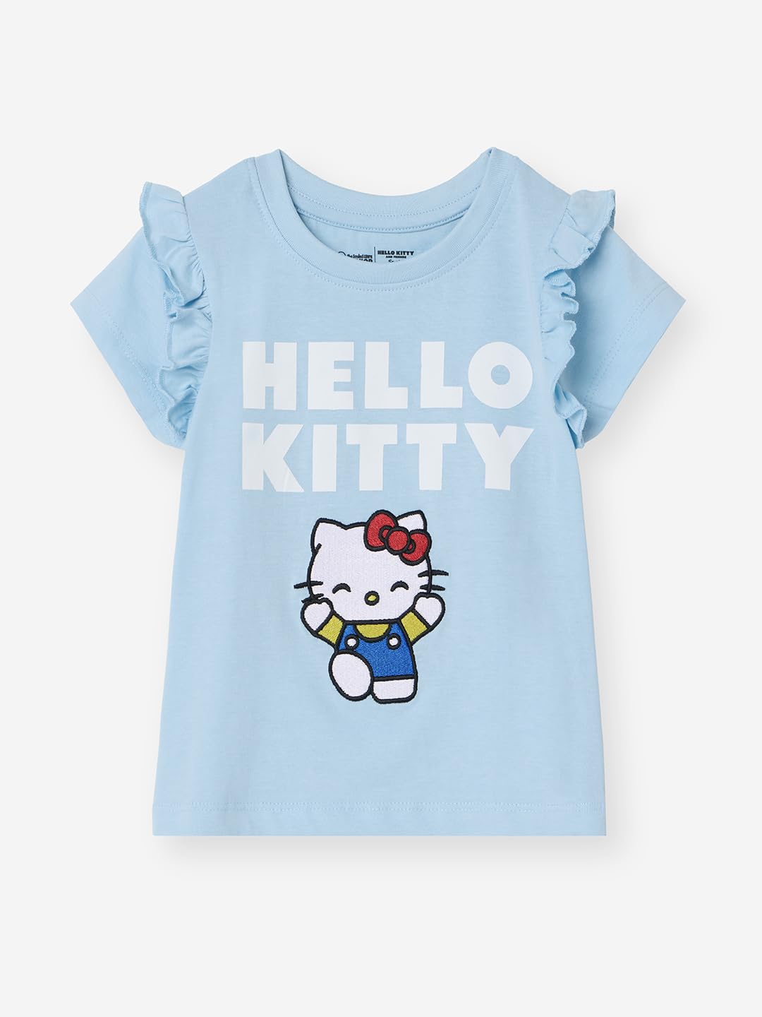 The Souled Store Hello Kitty: Kitty Love Girls Short Sleeves Round Neck Blue Graphic Printed Regular Fit Cotton T-Shirts (2-8 Yr