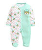 Bumzee Boys Cotton Full Sleeves Sleepsuit White & Mint Green - New Born (Peb10923A-Wht)