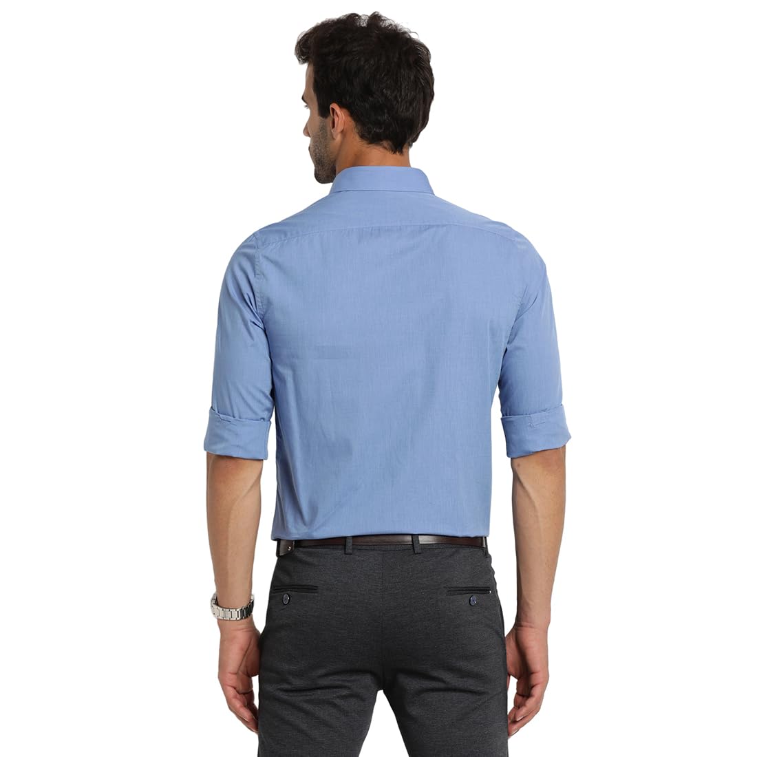 Turtle Men 100% Cotton Slim Fit Light Blue Solid Formal Shirt