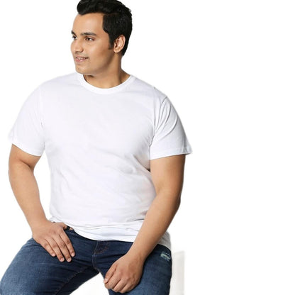 Bewakoof Mens Plain Solid White Round Neck Short Sleeve Oversized Fit T-Shirt