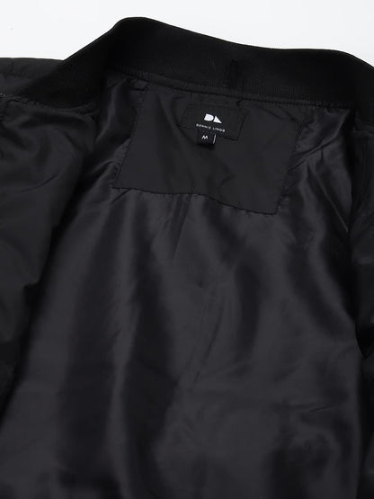 Dennis Lingo MenS Panelled Long-Sleeve Regular Fit Bomber Jacket - Waterproof, Lightweight, Casual Winterwear For Men (Black) (X