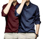 Deelmo Combo Of MenS Stylish Solid Satin Casual Shirt For Men Full Sleeves| Poly Satin Silk Shirt Pack Of 2 Maroon-Navy