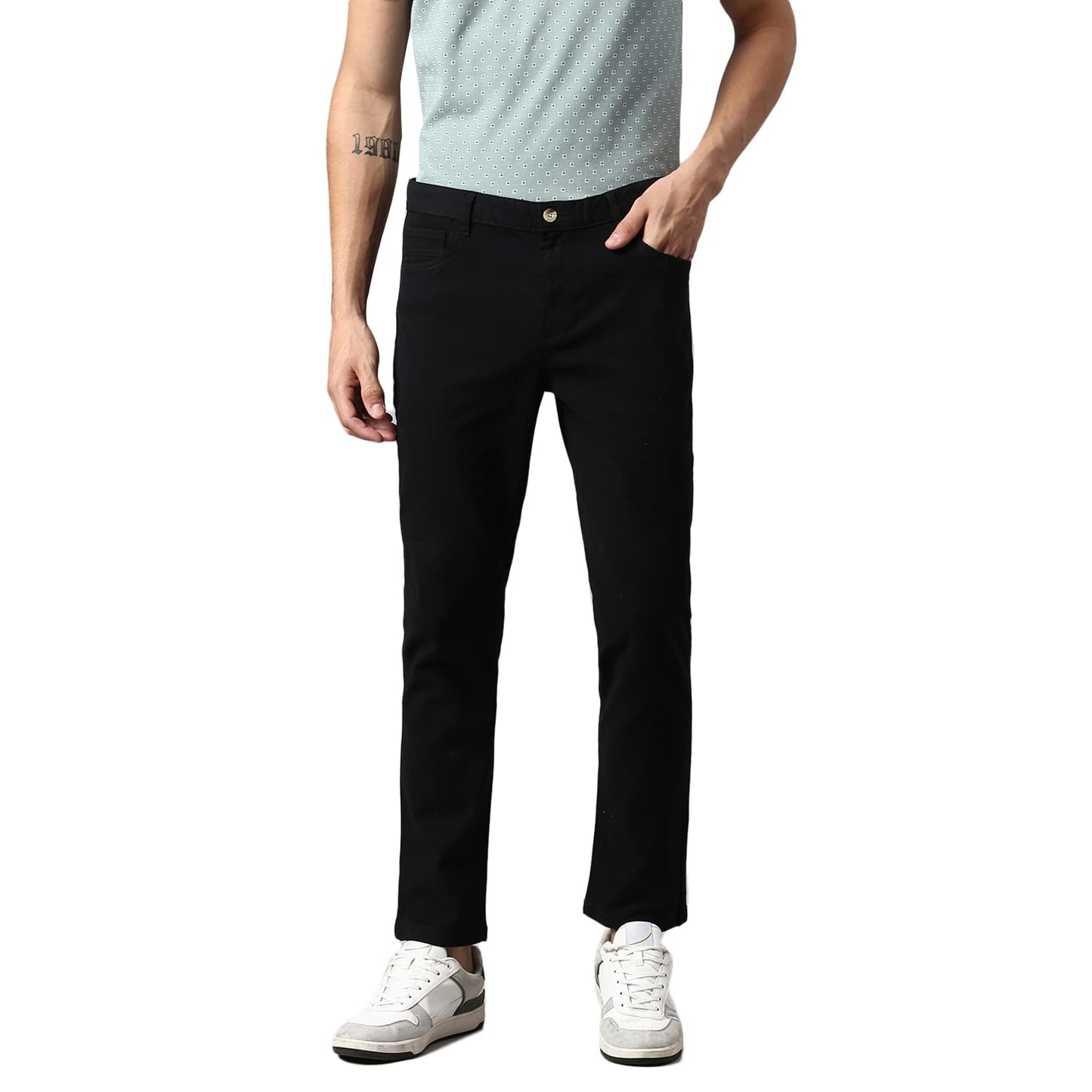Dennis Lingo Men Slim Fit Black Chino Trousers