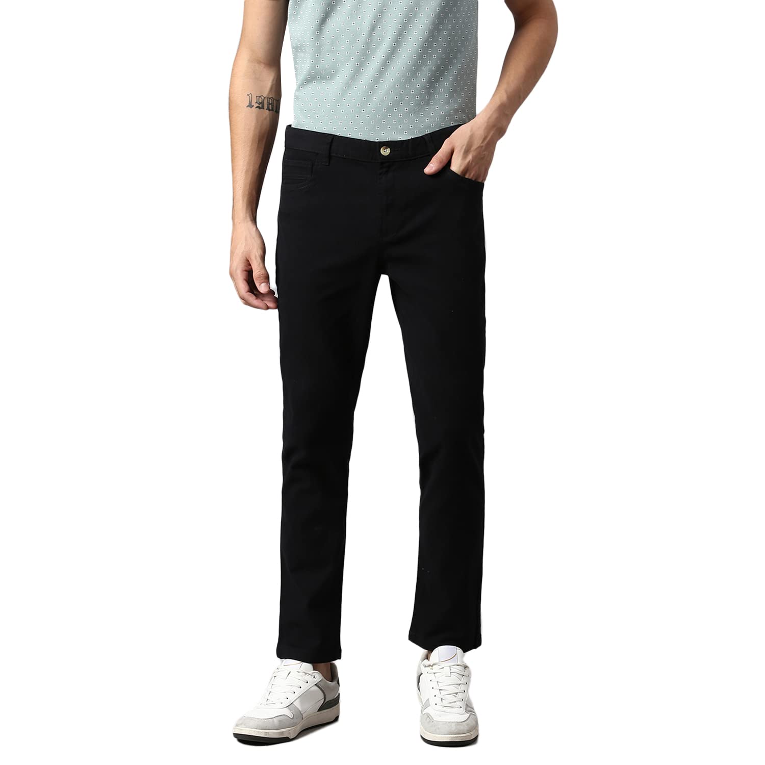 Dennis Lingo Men Slim Fit Black Chino Trousers