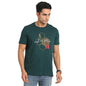 Turtle Men Knitted Green Half Sleeve Casual Solid Crew Neck Tshirt