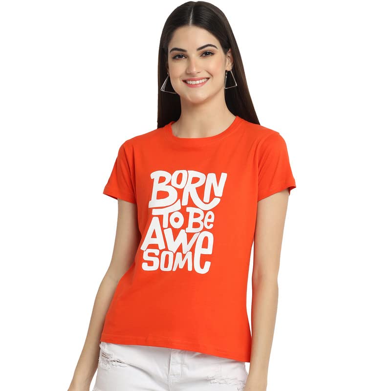 Preneum Womens Cotton Regular Fit Latest Graphic Stylish Printed Short Sleeves Casual T-Shirt || Trendy Designs & Stylish (Pack