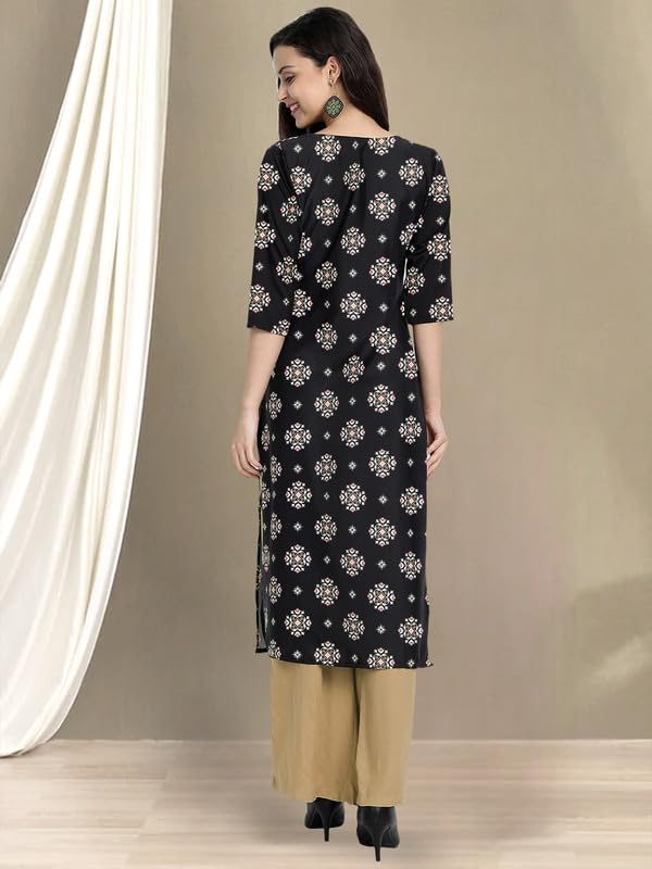 Pinkmint WomenS Cotton KurtiS L Fancy Printed Kurta L Regular Home Wear L Printed Cotton Kurti (Pack Of 1) Black