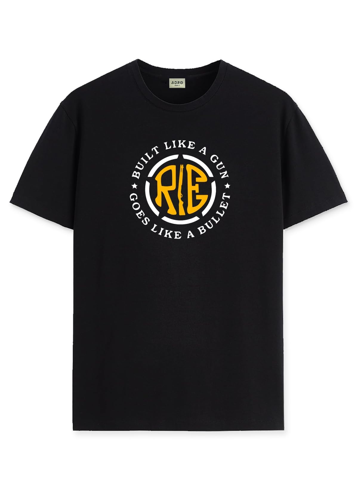 ADRO Men's Solid Regular Fit T-Shirt (RN24-BUL-BL_Black