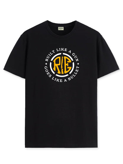 ADRO Men's Solid Regular Fit T-Shirt (RN24-BUL-BL_Black