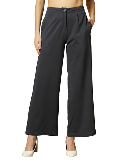 OOMPH! Womens Straight Fit Mid Rise Korean Trousers|Trouser Pants for Women|Elegant Workwear for Office, College & Events|Trous