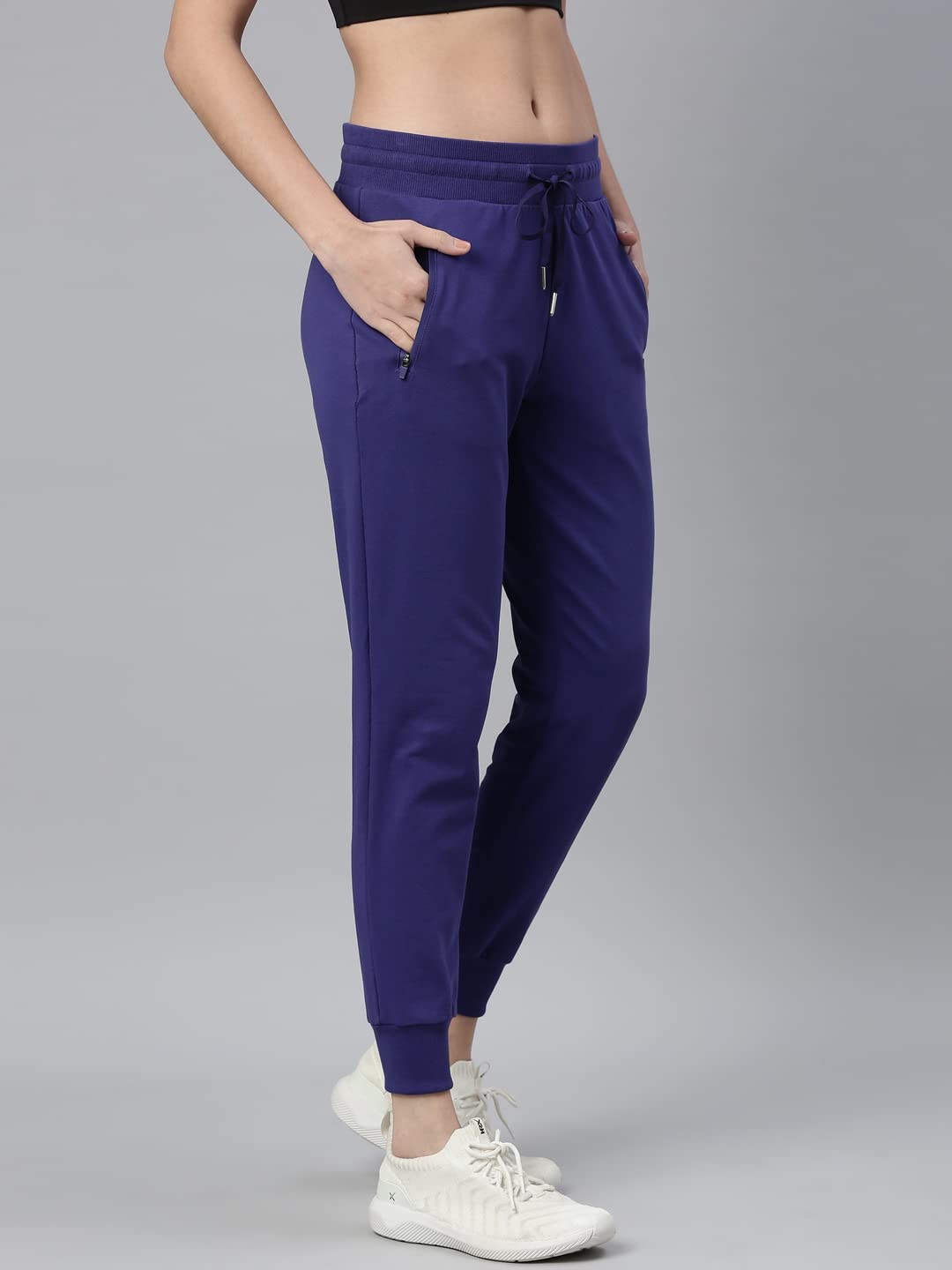 Enamor Athleisure Womens Slim Fit Mid Rise 7/8 Length Quick Dry Antimicrobial 4 Way Stretch Breathable Cotton French Terry Jogg