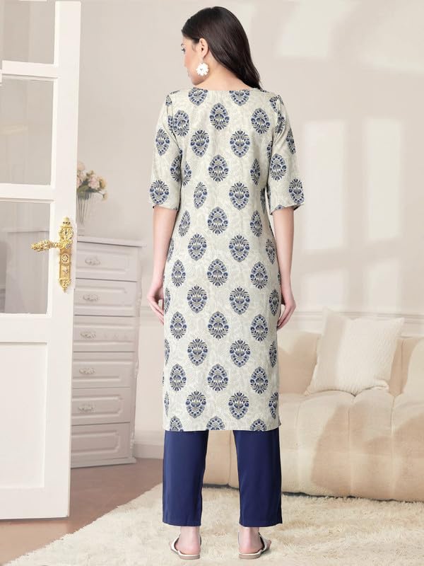 Pinkmint Kurta Set for Women Cotton Printed Straight Kurta with Pant (Pack of 1)
