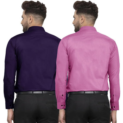 Pinkmint Mens Cotton Soild Full Sleeve Spread Collar Casual Combo Formal Shirt