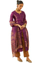 Soch Womens Wine Silk Blend Floral Embroidered Straight Kurta Suit Set