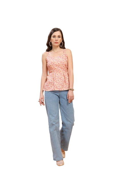 PATLANI Womens Rayon Sleeveless Printed top.