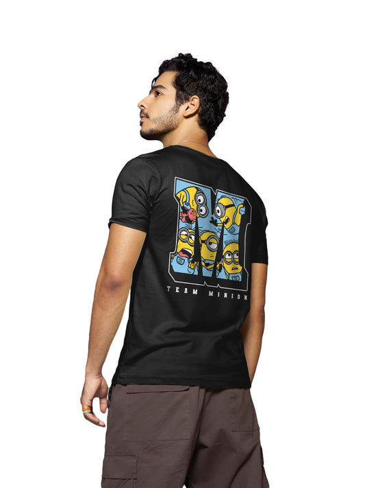 Bewakoof Mens Black Minions Weird is a Side Effect Typography T-Shirt
