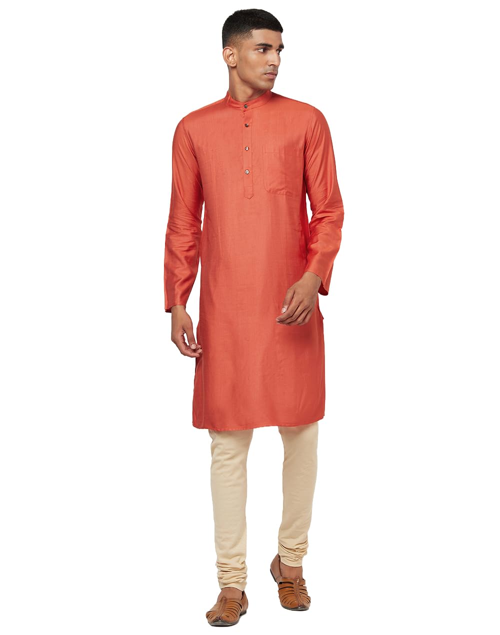 Fabindia Men Tussar Slim Fit Long Kurta Viscose_Xs