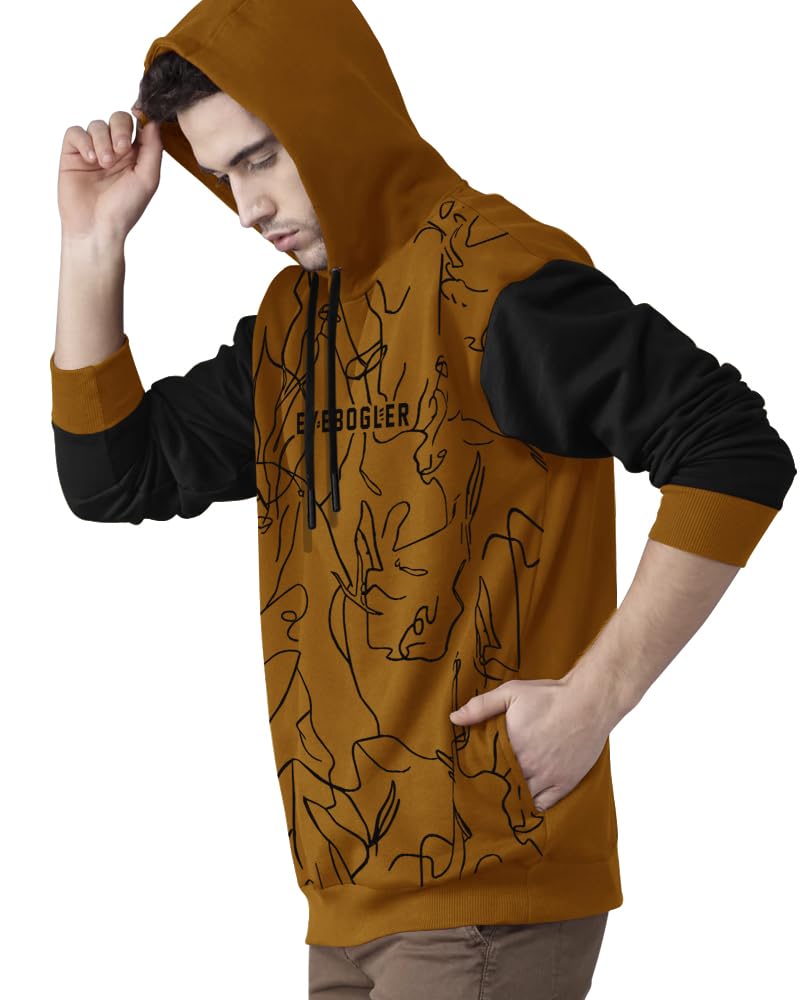 Noble Monk MenS Printed Cotton Blend Hooded Neck Sweatshirt | Full Sleeves | Casual Hoodie For Men
