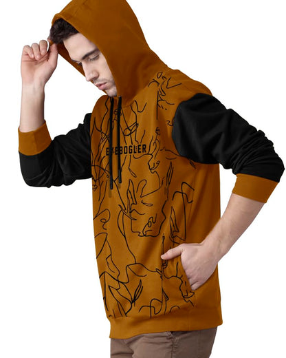 Noble Monk MenS Printed Cotton Blend Hooded Neck Sweatshirt | Full Sleeves | Casual Hoodie For Men