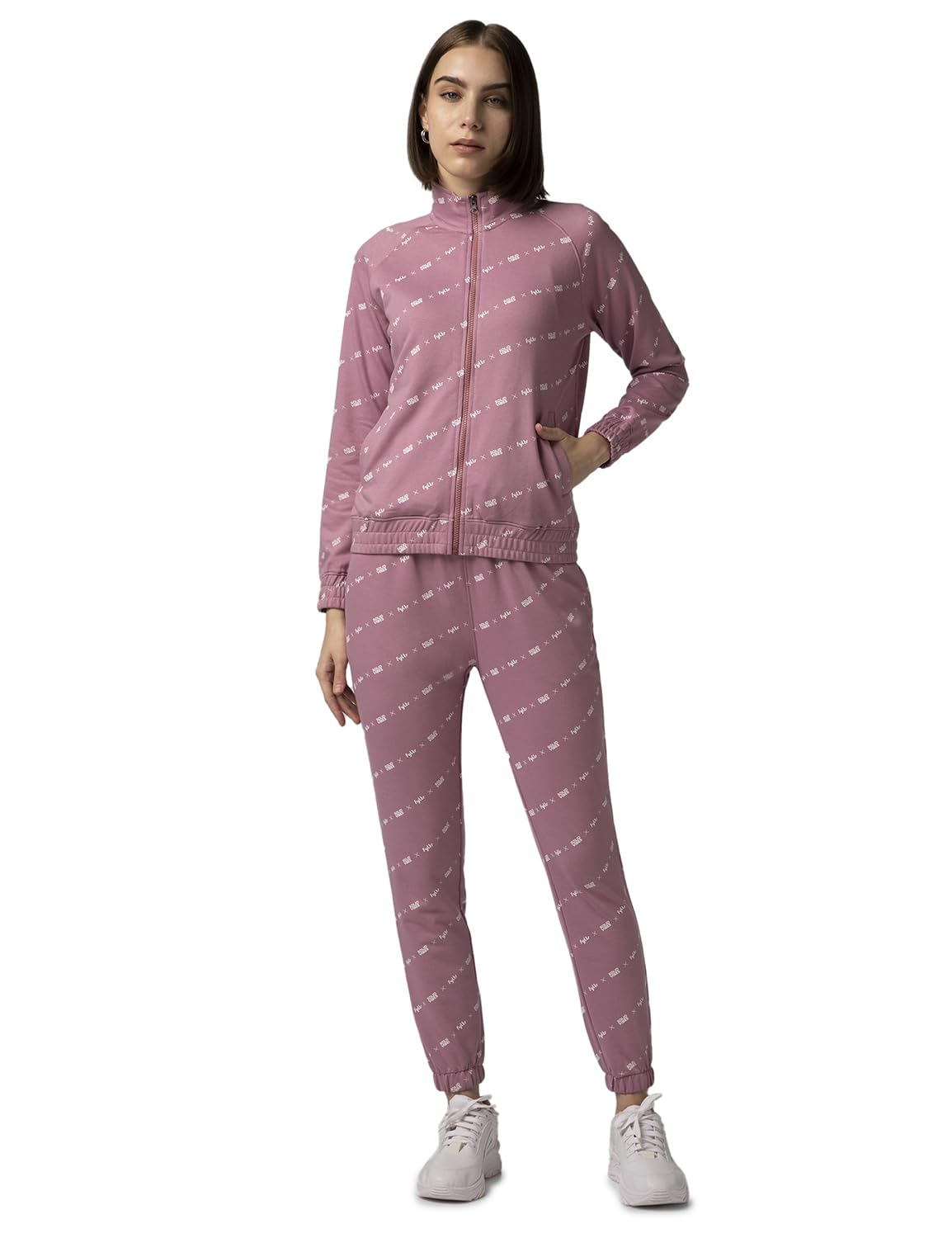 FYLTR Womens Stand Collar Jacket & Jogger Co-ord Set - Full Zipper | Contrast Drawstring | Utility Pockets |Rib Hem & Cuff