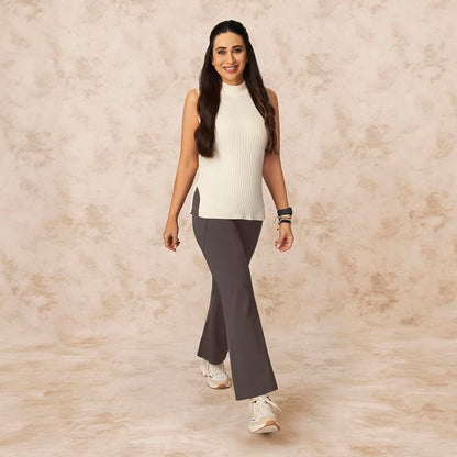 BlissClub Ultimate Flare Pants for Women Upto 54 ft | Ribbed Waistband, 4 Pockets | High Waist Trousers and Formal Pants for Of