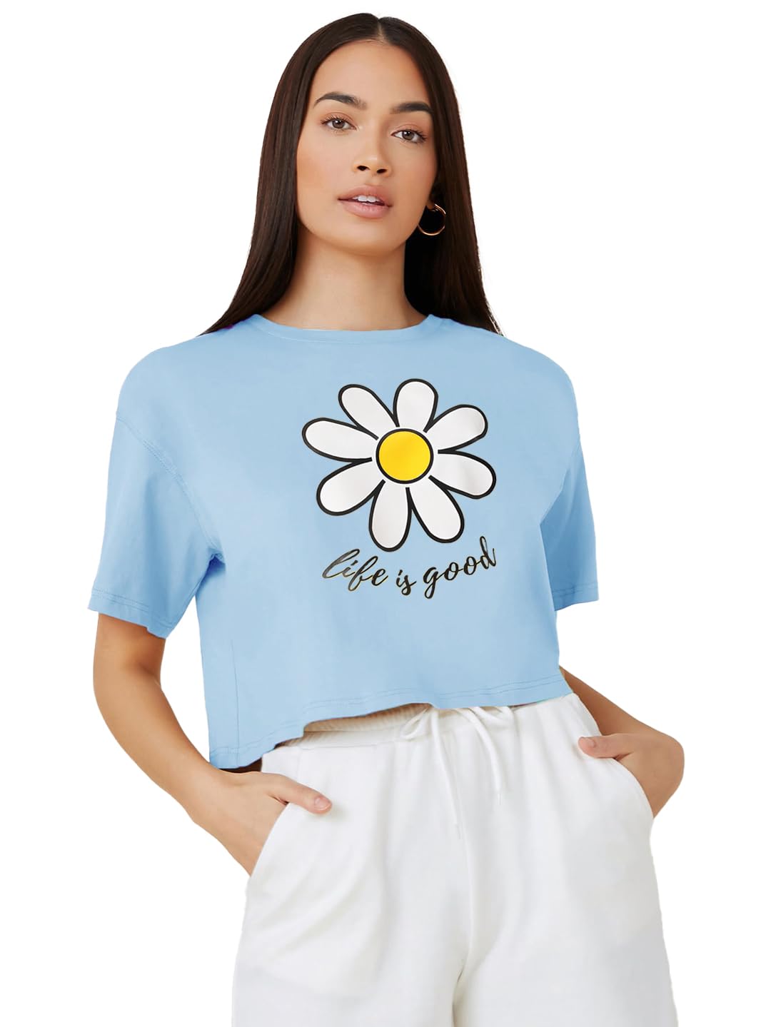 Kotty WomenS Printed, Typography Round Neck Cotton Blend T-Shirt