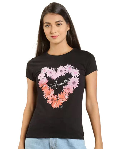 Lyra Pure Cotton Round Neck Printed T-Shirt For Women