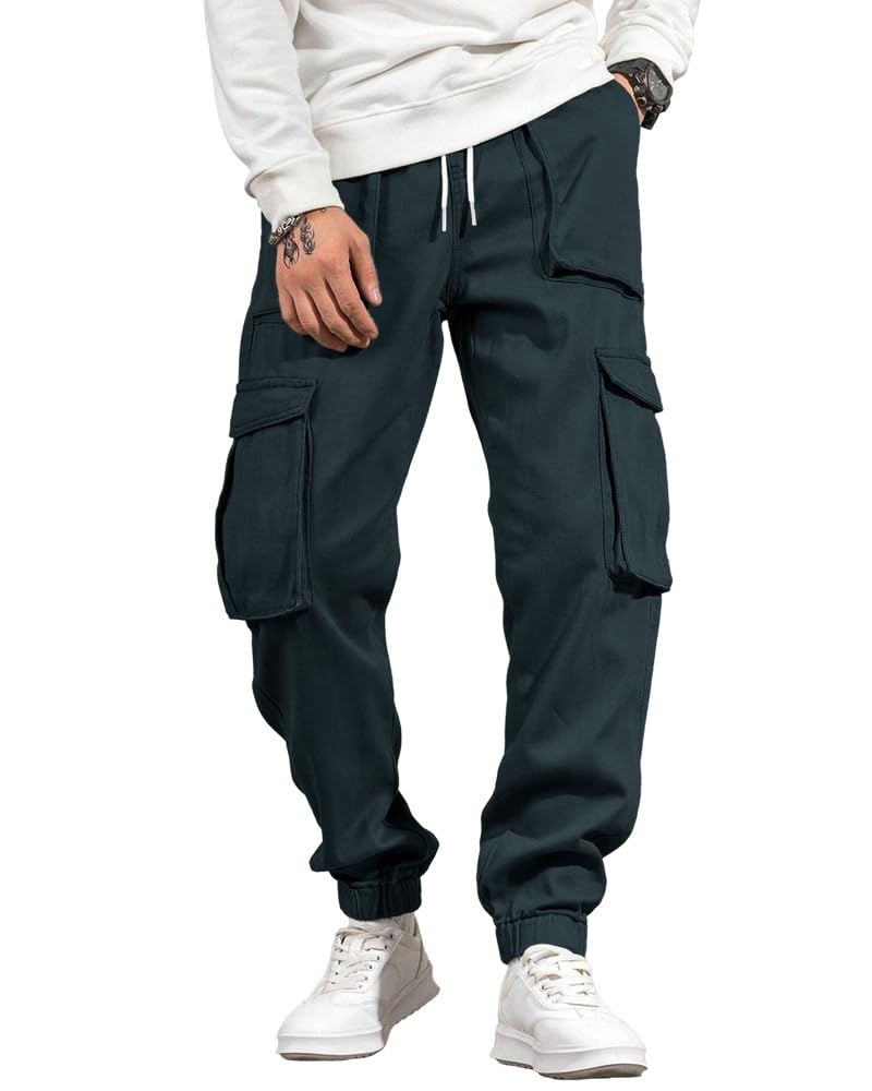 Noble Monk MenS Cargo Pant | Drawstring | Solid Cargo | Multi Pockets Trackpant