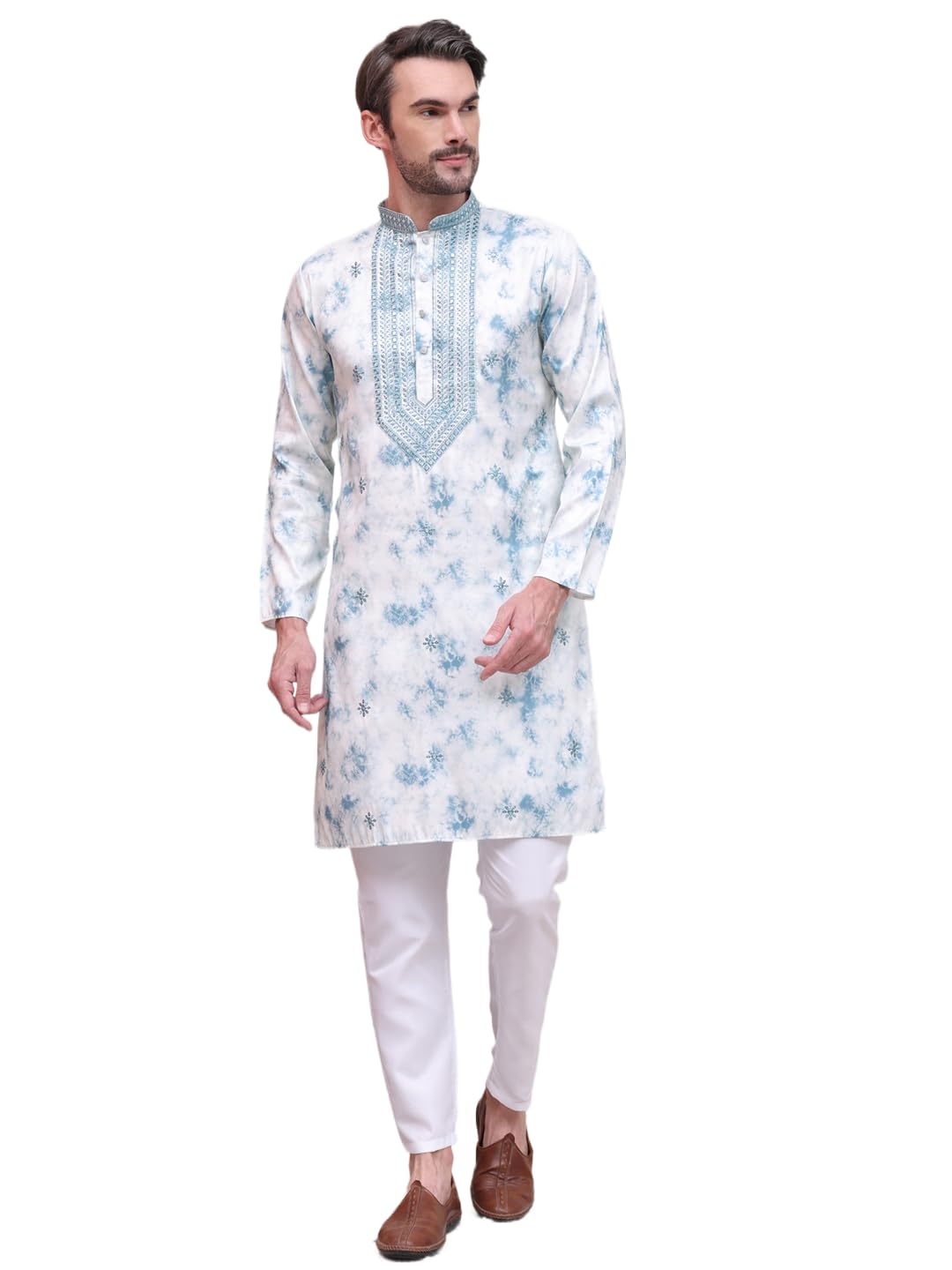 Jompers Mens Geometric Cotton Blend Kurta Pyjama Set