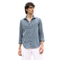 Campus Sutra Mens ICY Blue Micro-Tartan Plaid Shirt | Casual Wear | Spread Collar | Long Sleeve | Button Closure | Shirt Crafte