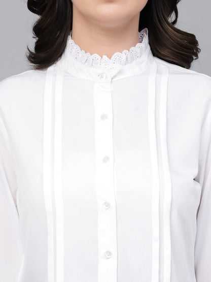 Style Quotient Women White Solid Regular Semi Formal Shirt