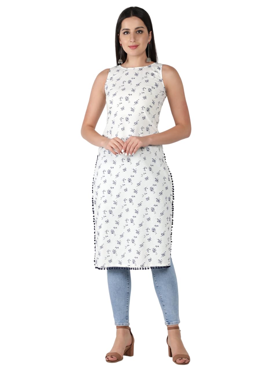 Patlani WomenS Micro Crepe Full Stitched Kurti. White