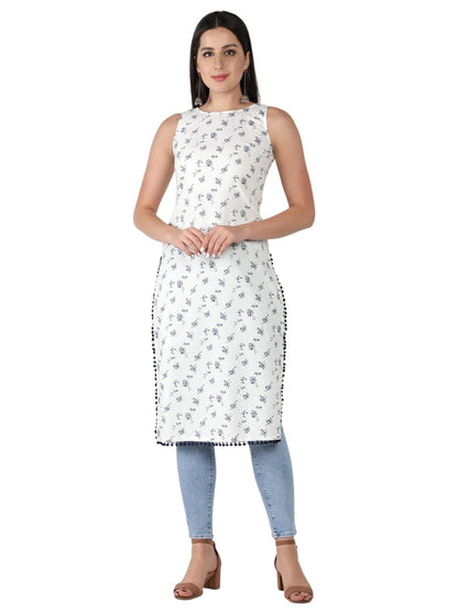 Patlani WomenS Micro Crepe Full Stitched Kurti. White
