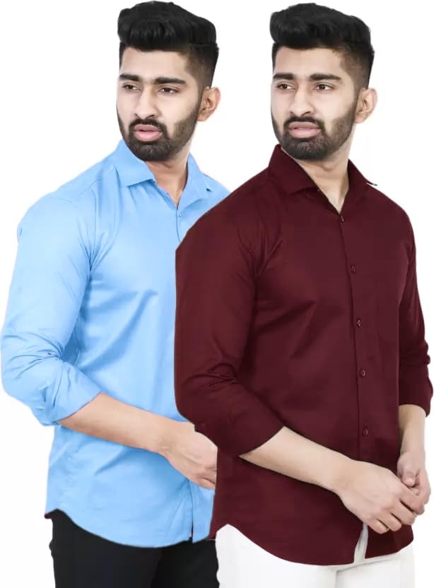 Tee Projekt Premium Plain Cotton Shirt for Men | Cotton Shirt | Casual Shirt | Solid Shirt | Full Sleeves | Formal Shirt (NS-ST1