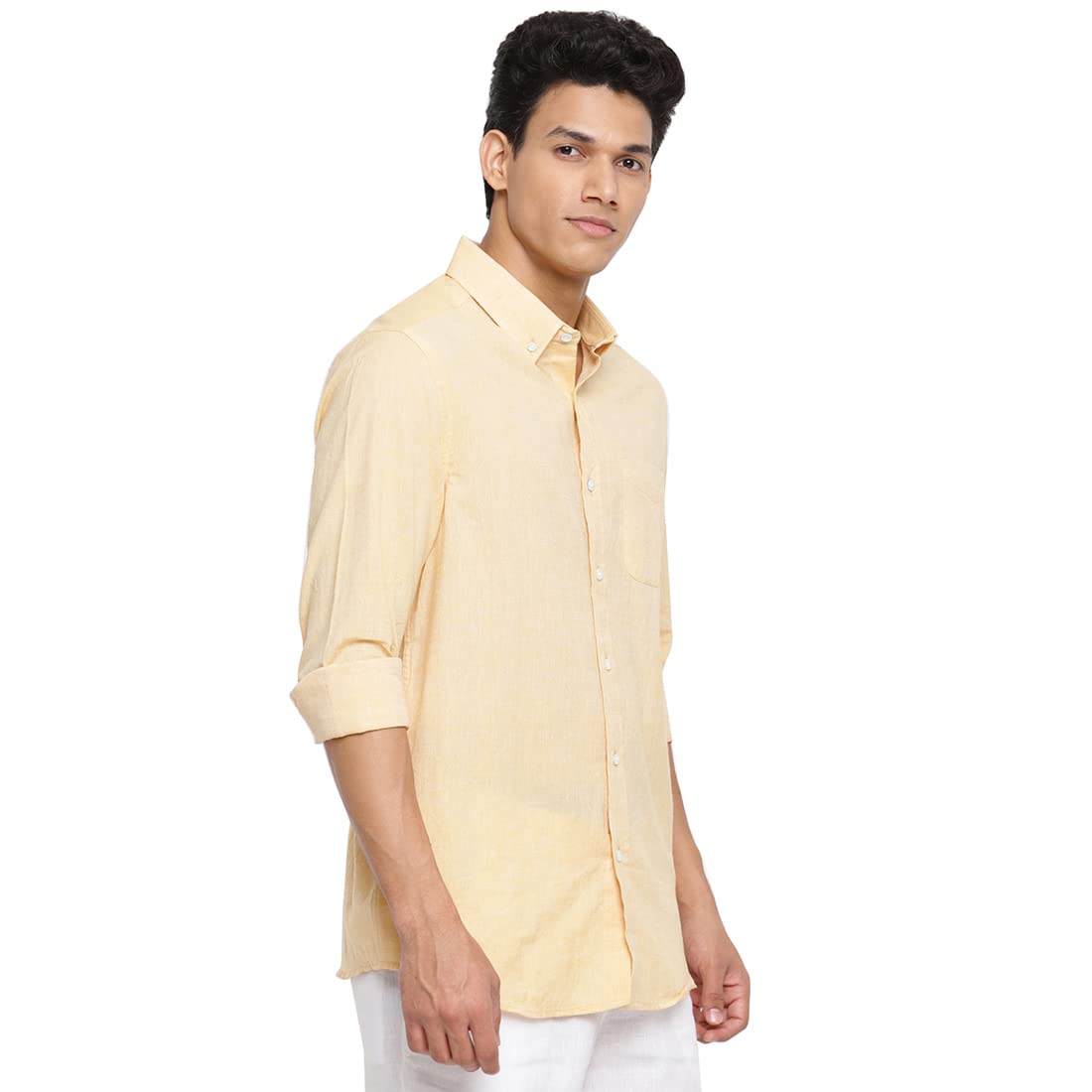 Fabindia Men Cotton Comfort Fit Shirt Mustard
