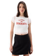 The Souled Store Official Mean Girls: A Little Dramatic Women and Girls Short Sleeve Round Neck White Graphic Printed Cotton Cro