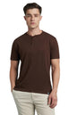 Dennis Lingo Men Cotton-Slub Regular Fit Solid T-Shirts Brown