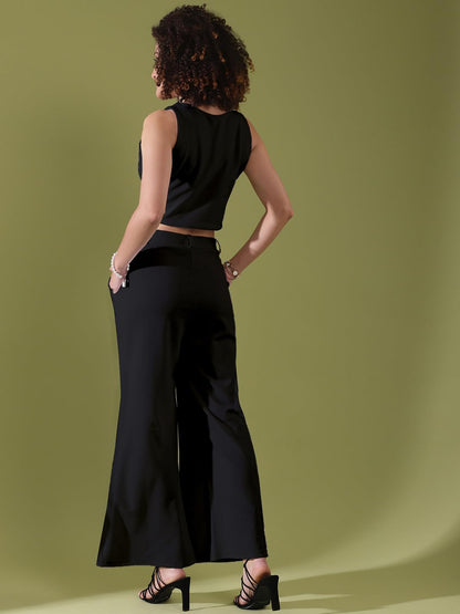 Selvia WomenS Co-Ords Set|Lycra V-Neck Solid Crop Top And Pant Set|Formal Co-Ords Set For Women|Two Piece Co-Ord Set|Top & Trou